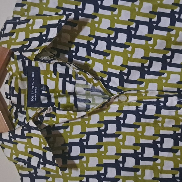 🗽Jones New York Collection Size M  lime green & navy blue ⛓️ chain link design - Picture 3 of 7